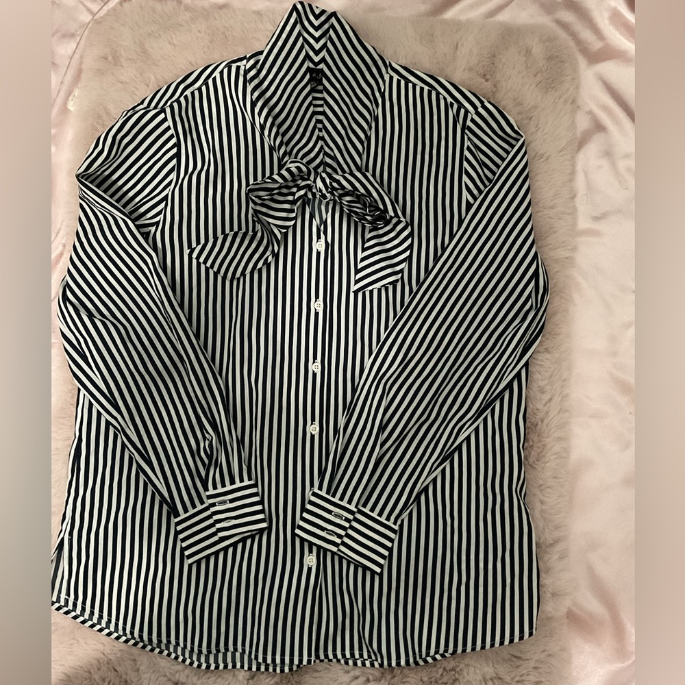 Black and White Striped Blouse